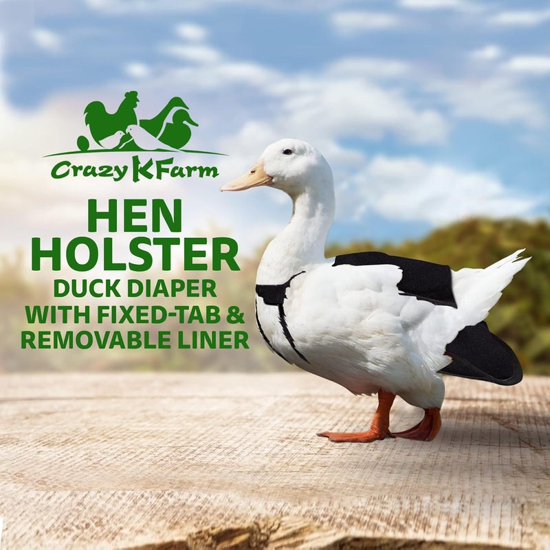 Holster Hen Wrap-Around Duck Diaper with Removable Liner & Adjustable Tab – Pekin Duck Diapers for Pet Ducks, Bird Diaper, Duck Accessories – Durable, Secure Fit, Easy-to-Wear - Made in USA - Black - Image 2